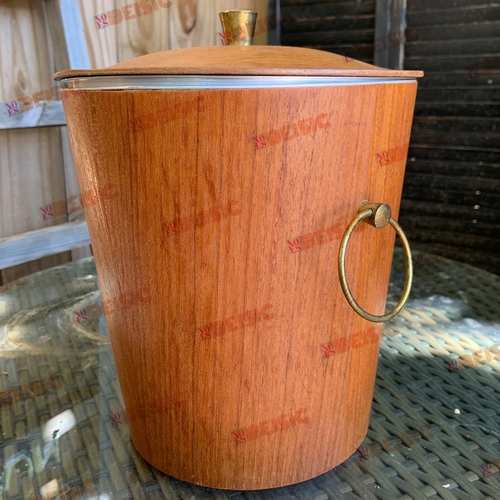 Vintage 70s Wooden Ice Bucket (E)
